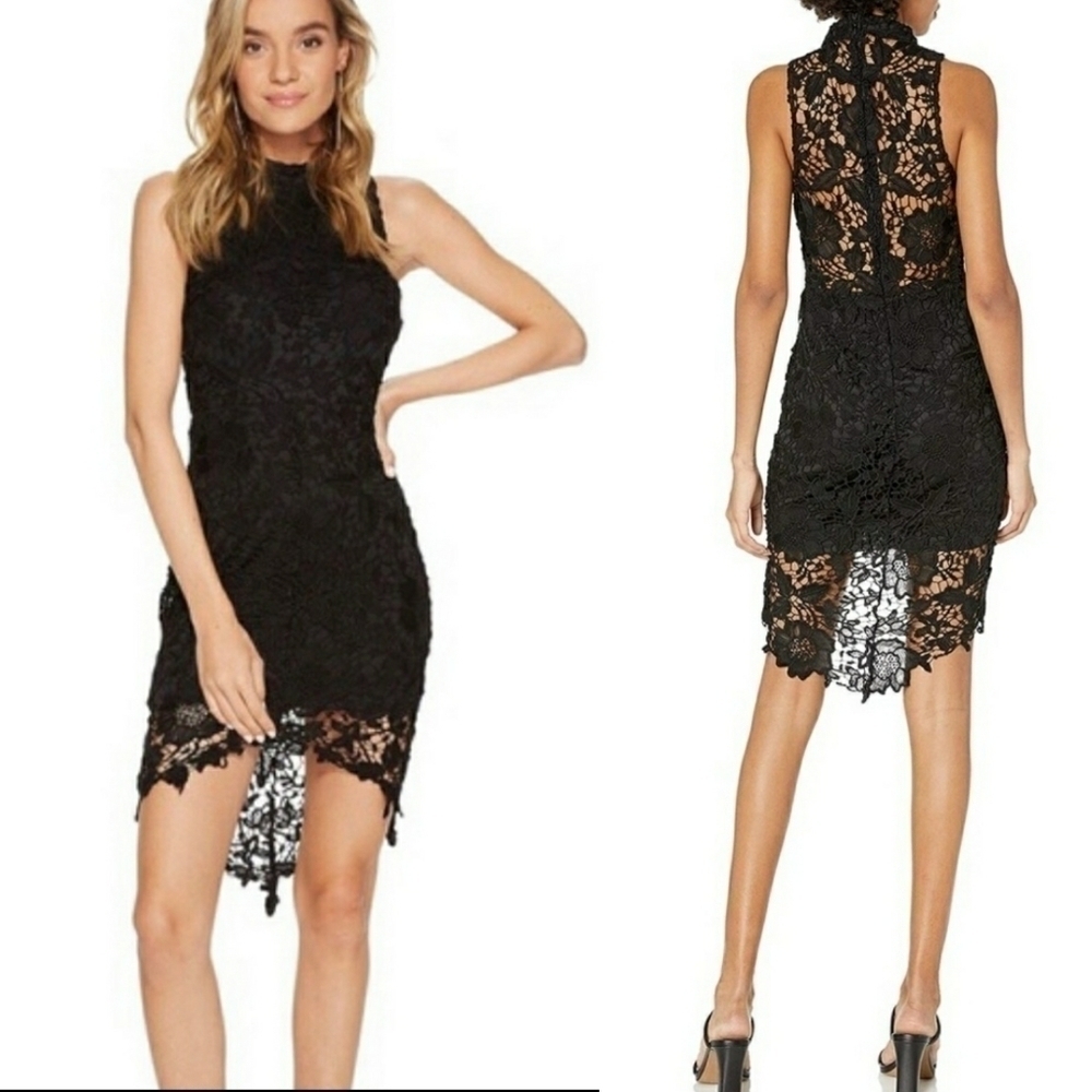 ASTR The Label Samantha Black Lace Cocktail Dress XS Revolve